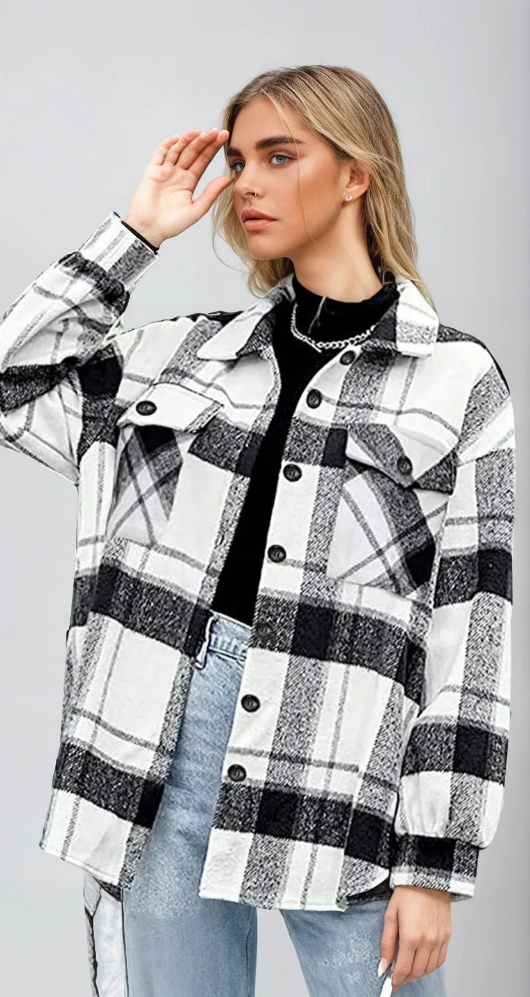Morvellia Long Sleeve Flannel Shirt Plaid