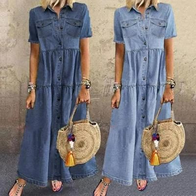 Morvellia Women's Denim Casual Dress