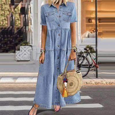 Morvellia Women's Denim Casual Dress