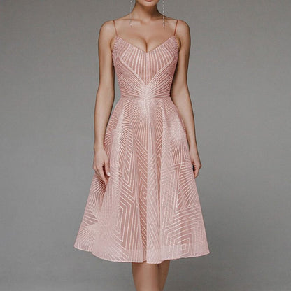 Morvellia Women's Open Back Dress Geometric Pattern