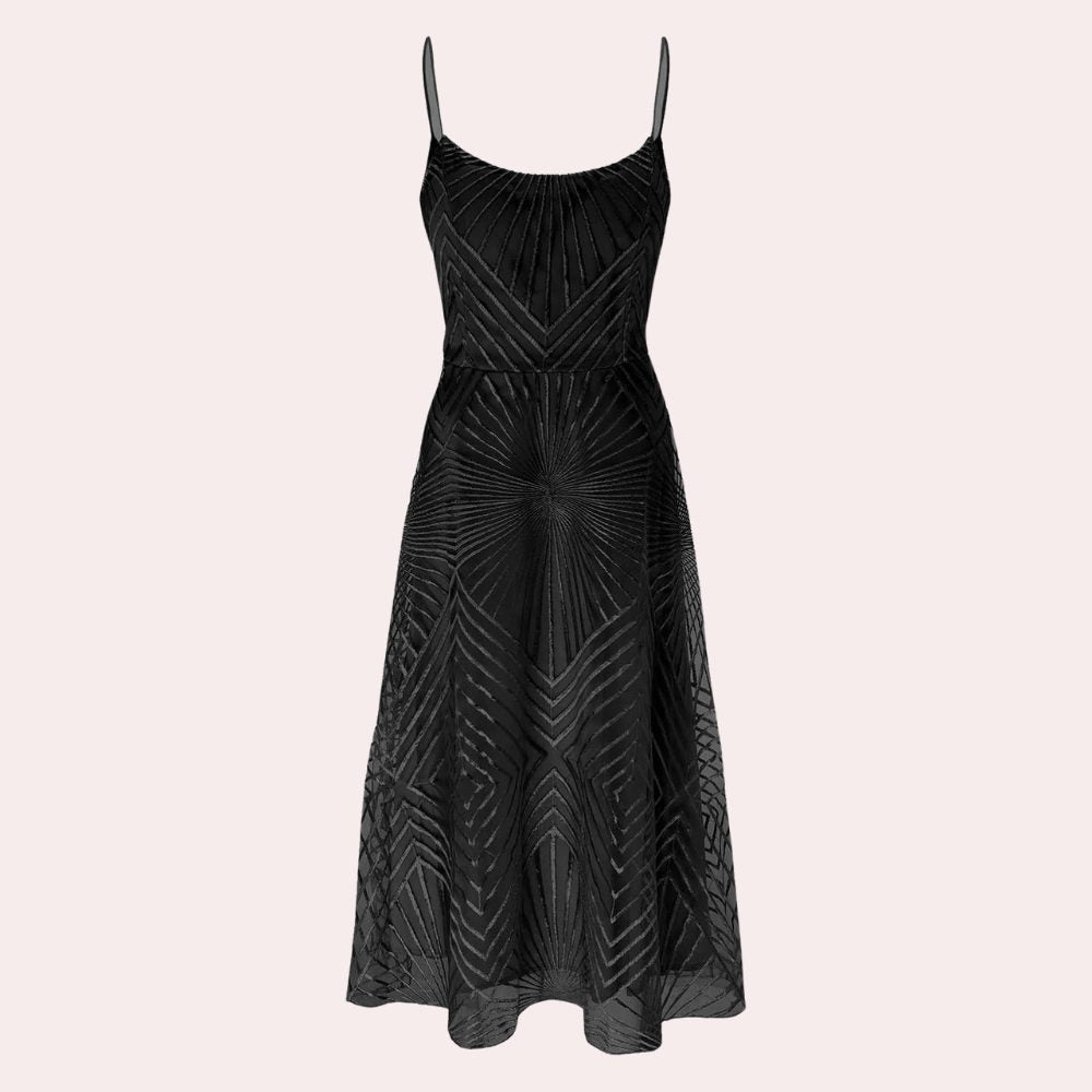 Morvellia Women's Open Back Dress Geometric Pattern