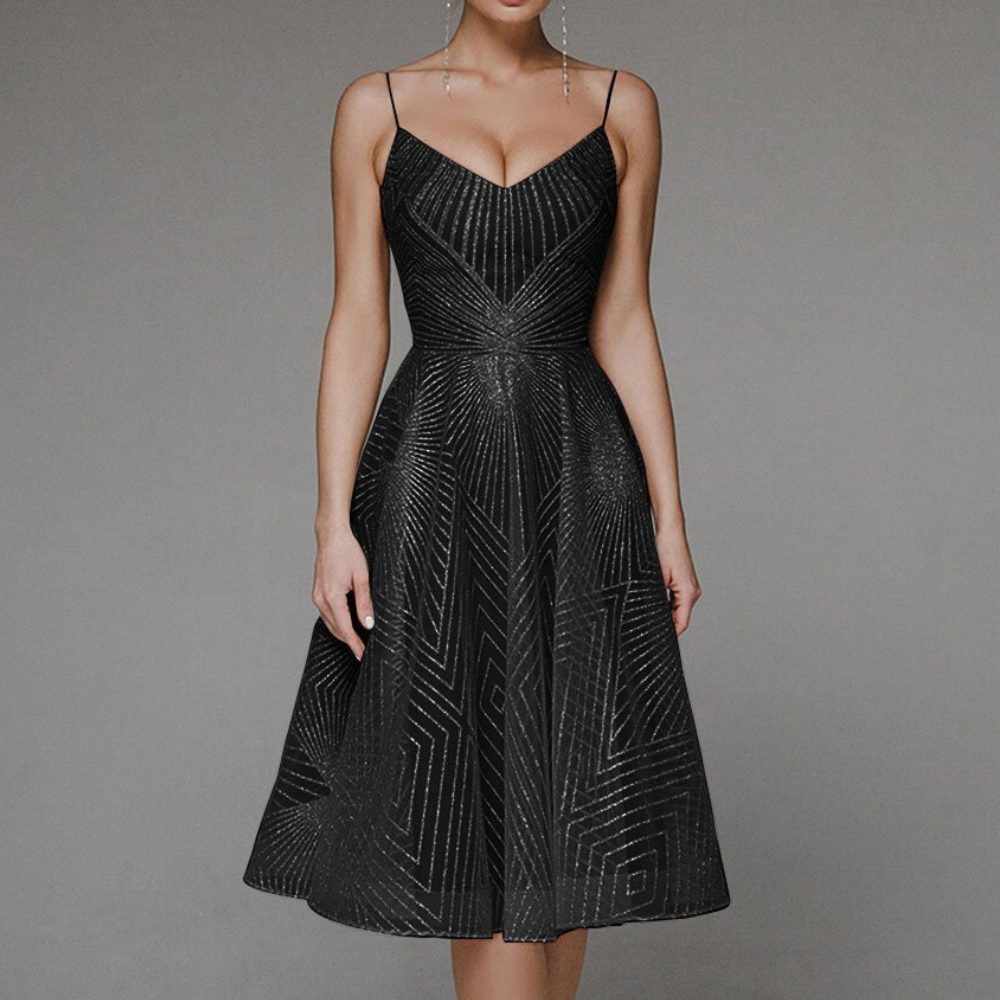 Morvellia Women's Open Back Dress Geometric Pattern